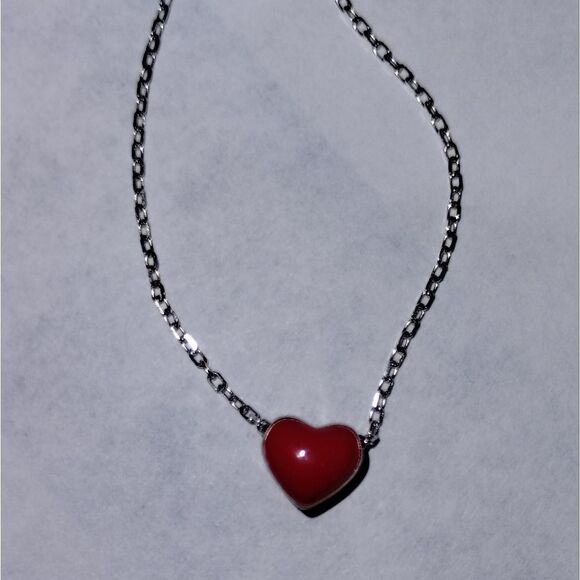 Tiny heart slider on delicate silver link chain 16" New/  Frog Not Include🐸 - Picture 4 of 7